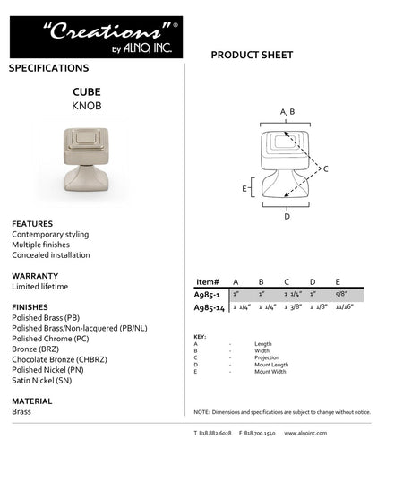 Specificaton Sheet