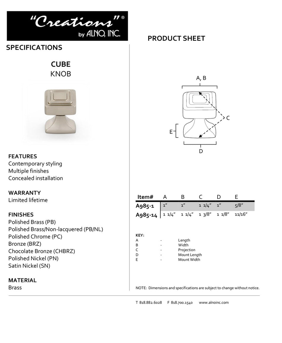 Specificaton Sheet