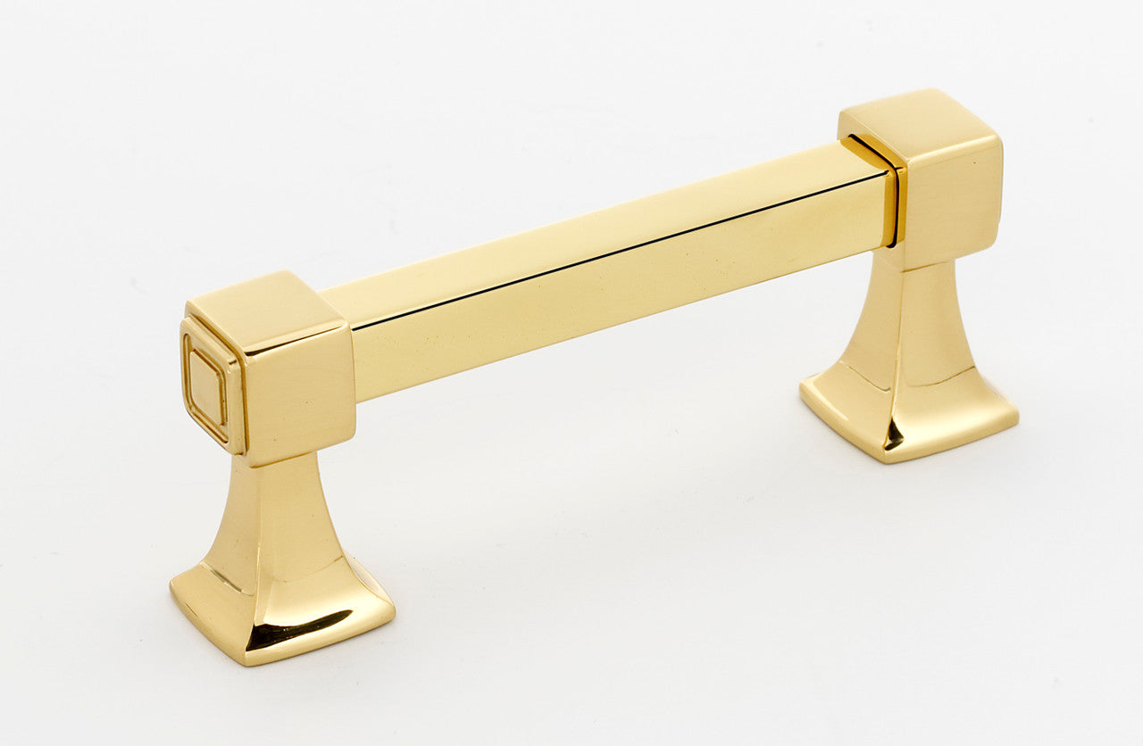 Alno A985-3-PB: 3" cc Cube Cabinet Pull - Polished Brass