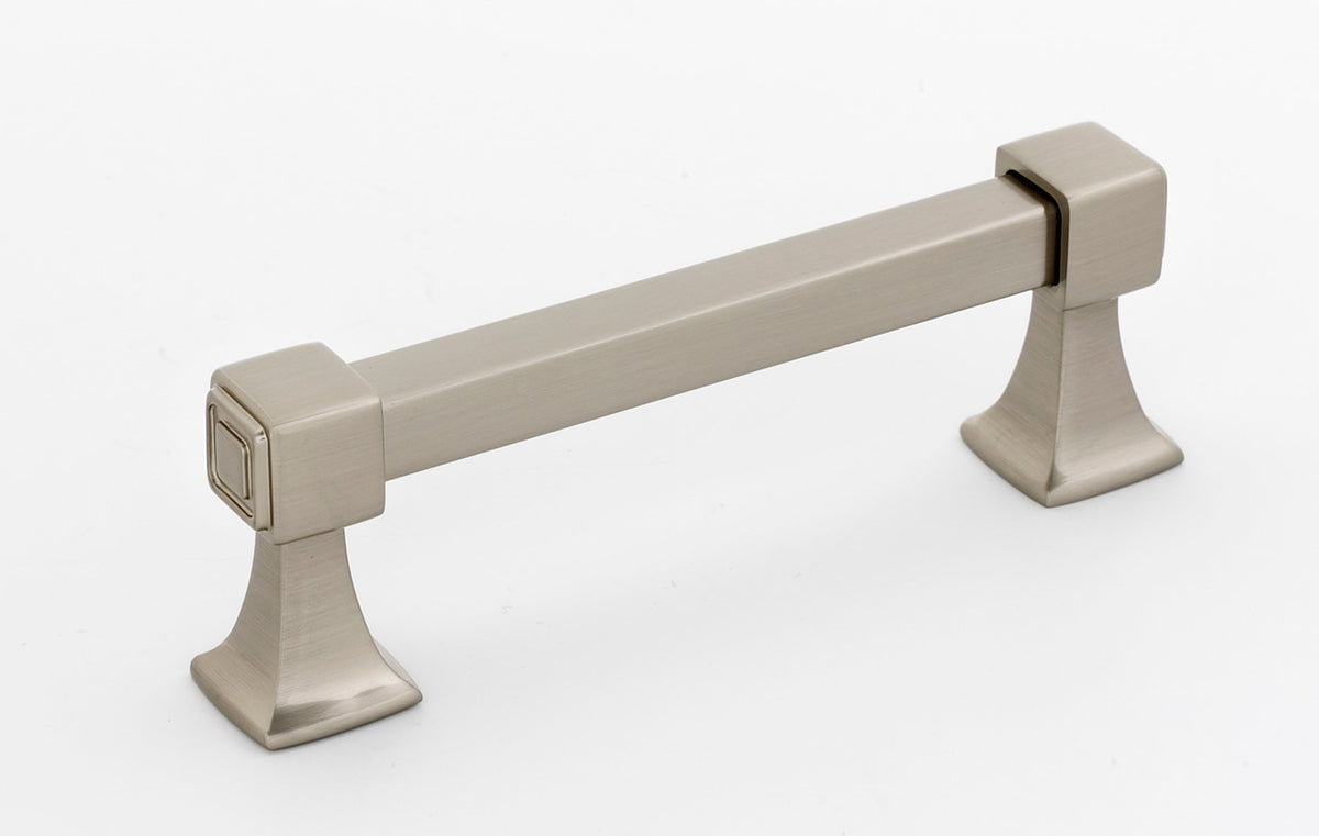 Alno A985-35-SN: 3-1/2" cc Cube Cabinet Pull - Satin Nickel