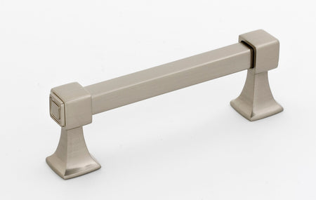 Alno A985-35-SN: 3-1/2" cc Cube Cabinet Pull - Satin Nickel