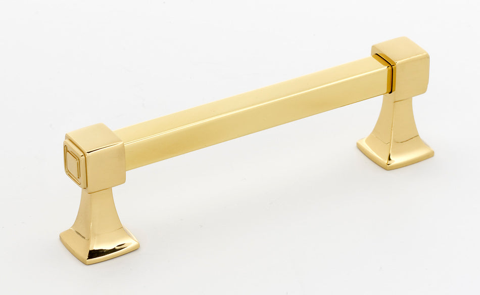 Alno A985-4-PB/NL: 4" cc Cube Cabinet Pull - Unlacquered Brass