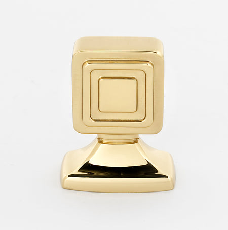 Alno A986-1-PB/NL: 1" Cube Cabinet Knob - Unlacquered Brass