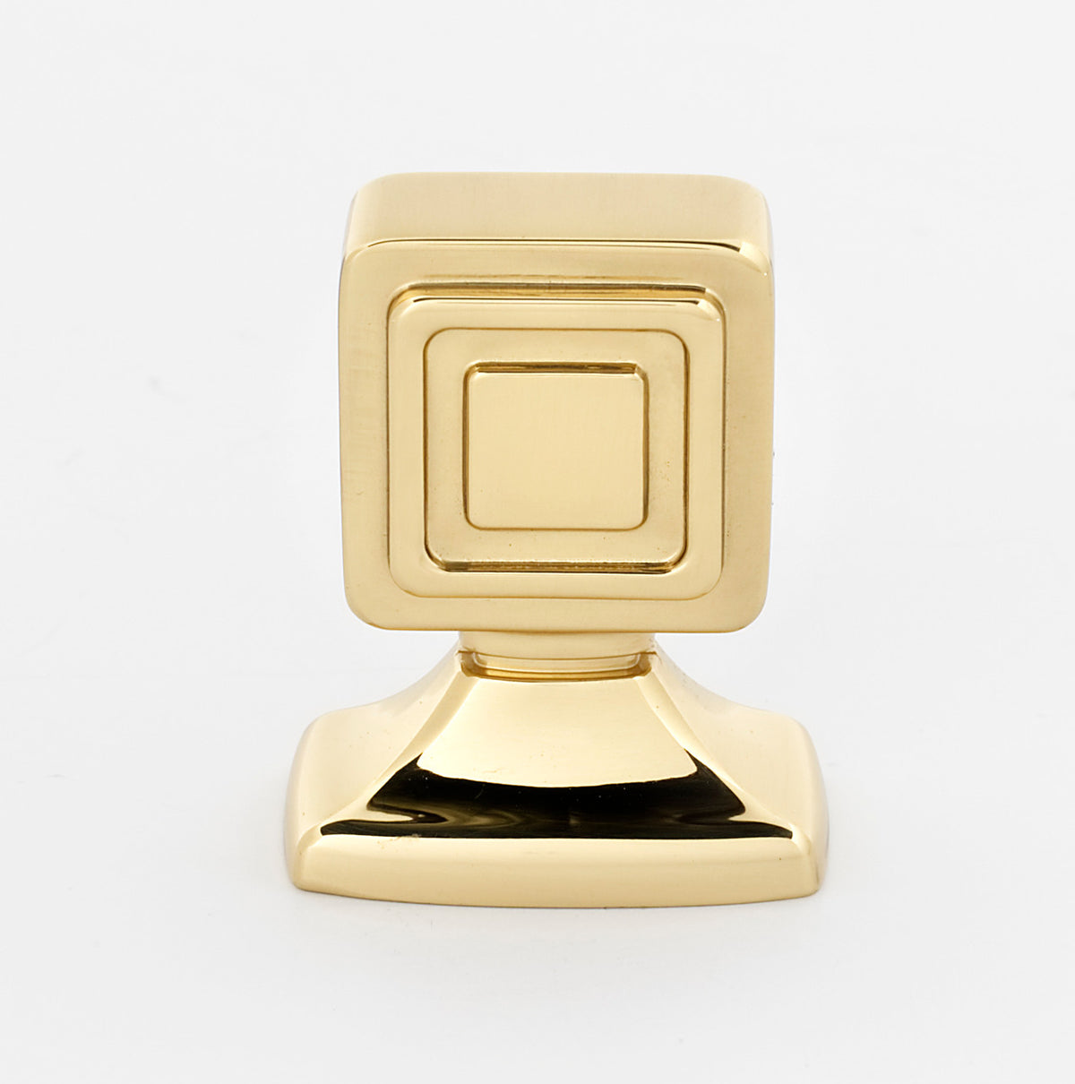 Alno A986-1-PB/NL: 1" Cube Cabinet Knob - Unlacquered Brass