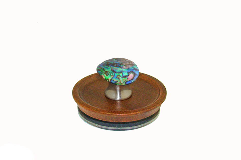 Gemstone ABA-L-15: Acacia Wooden Lid with Abalone Shell Handle
