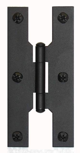 Acorn AH5BQ: 4" H Cabinet Hinge (pair) - Black Smooth Iron