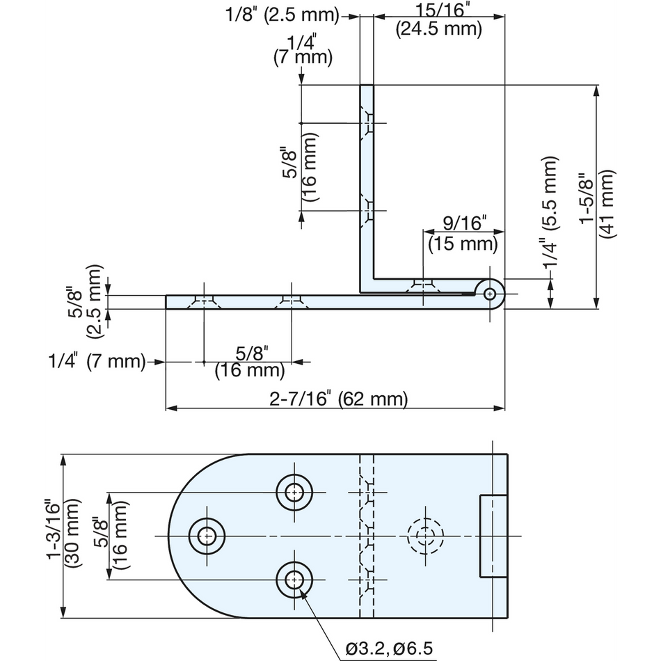 Sugatsune AHA-24/SN: 24.5mm Overlay Door Angle Hinge - Satin Nickel