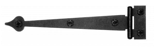 Acorn AIJBQ: 6-1/2" Flush Mount Heart Cabinet Strap Hinge (pair) - Black Smooth Iron