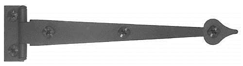 Acorn AIKBQ: 6-1/2" Heart Cabinet Strap Hinge w/3/8" Offset (pair) - Black Smooth Iron