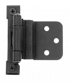 Acorn AJ3BQ: 2-5/8" Self-closing Cabinet Hinge with 3/8" Inset (pair) - Black Smooth Iron