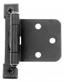 Acorn AJ4BQ: 2-5/8" Flush Mount Self-closing Cabinet Hinge (pair) - Black Smooth Iron