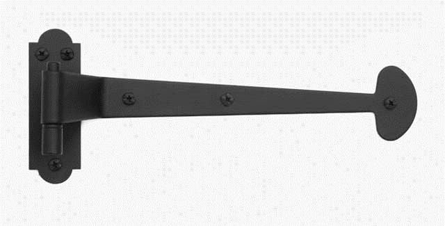 Acorn AKGBP: 13" Bean Offset Shutter Strap Hinge w/Adjustable Pintle - Black Smooth Iron