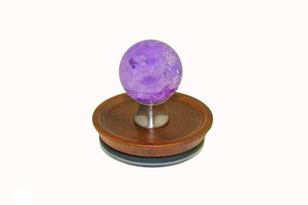 Gemstone AMET-L-15: Acacia Wooden Lid with Amethyst Handle