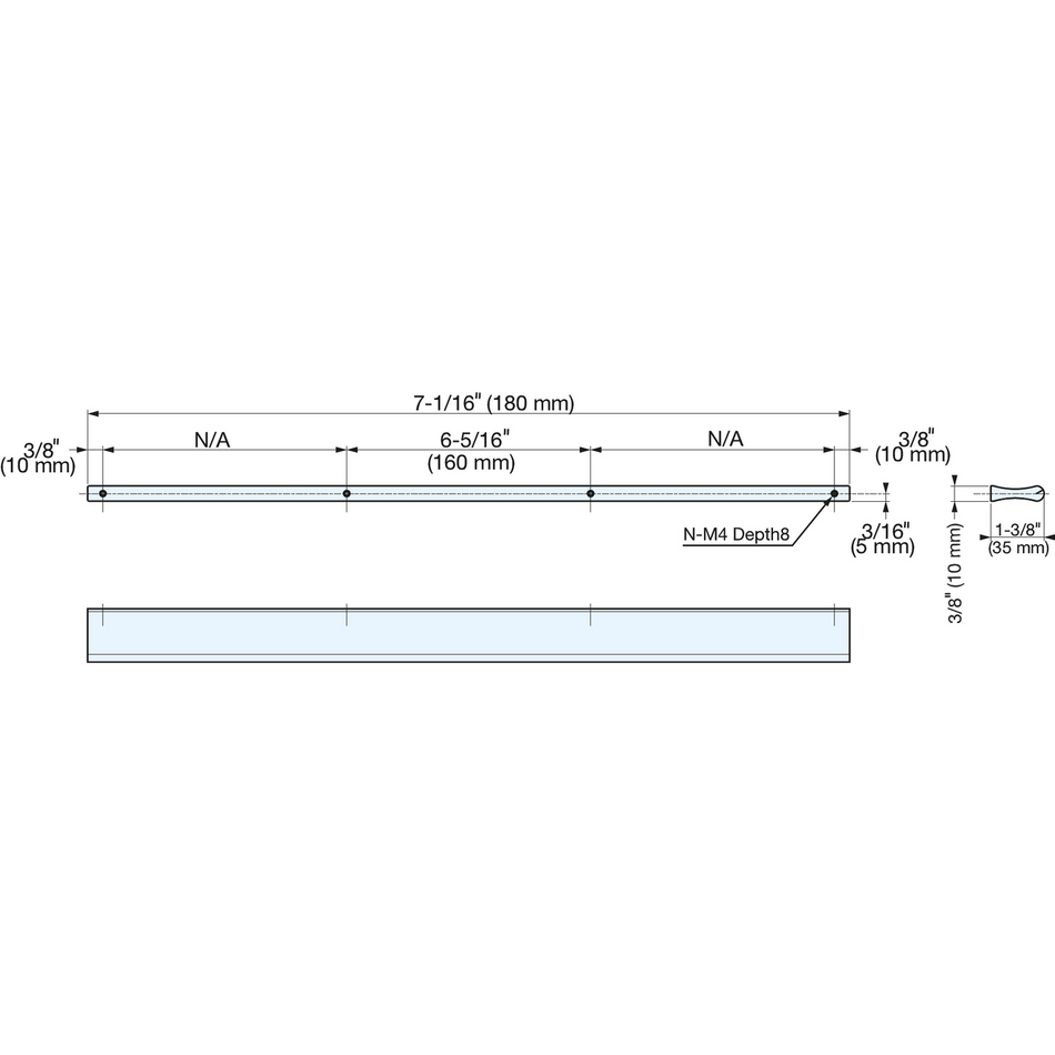 Sugatsune AOT-35-180: 180mm Long Edge Pull - Aluminum