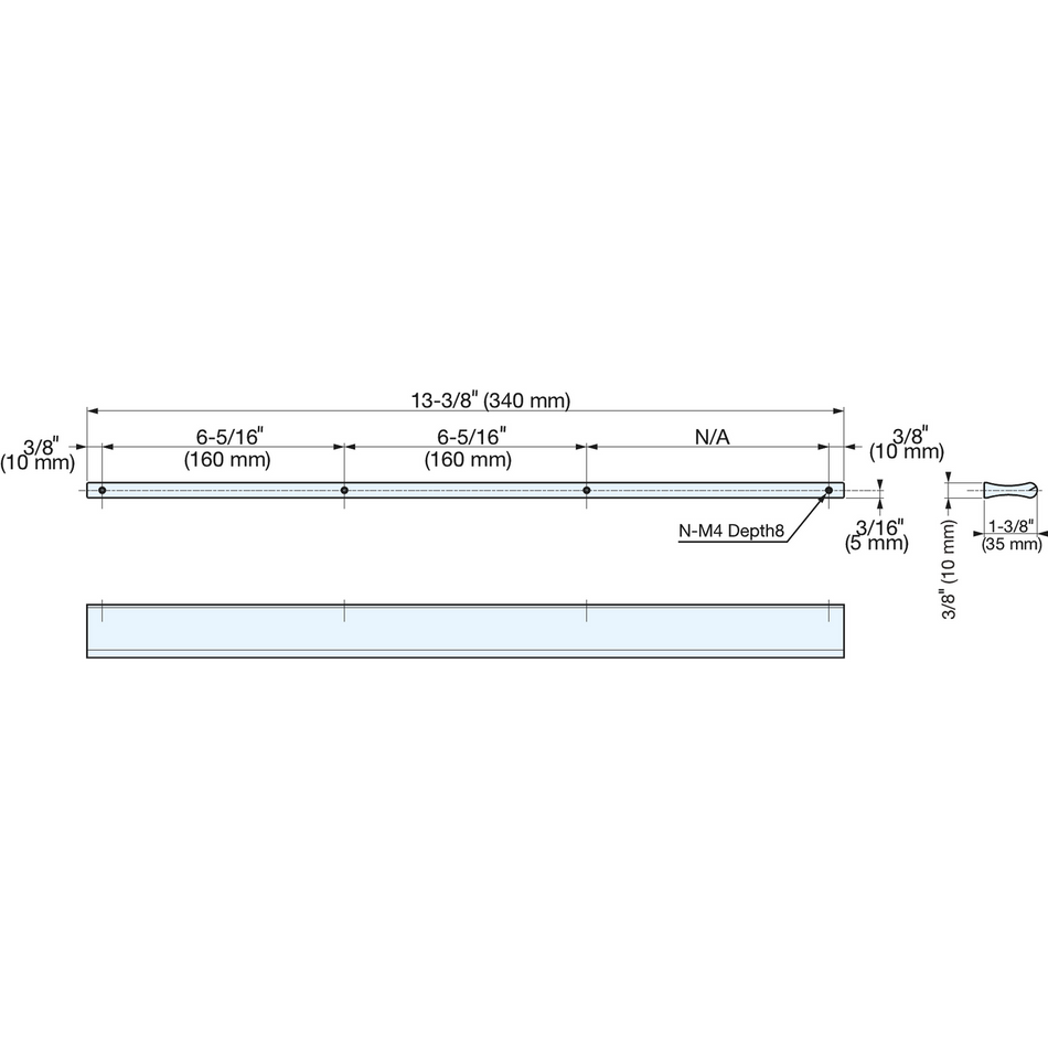 Sugatsune AOT-35-340: 340mm Long Edge Pull - Aluminum
