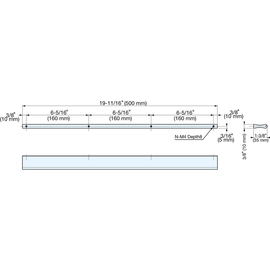 Sugatsune AOT-35-500: 500mm Long Edge Pull - Aluminum