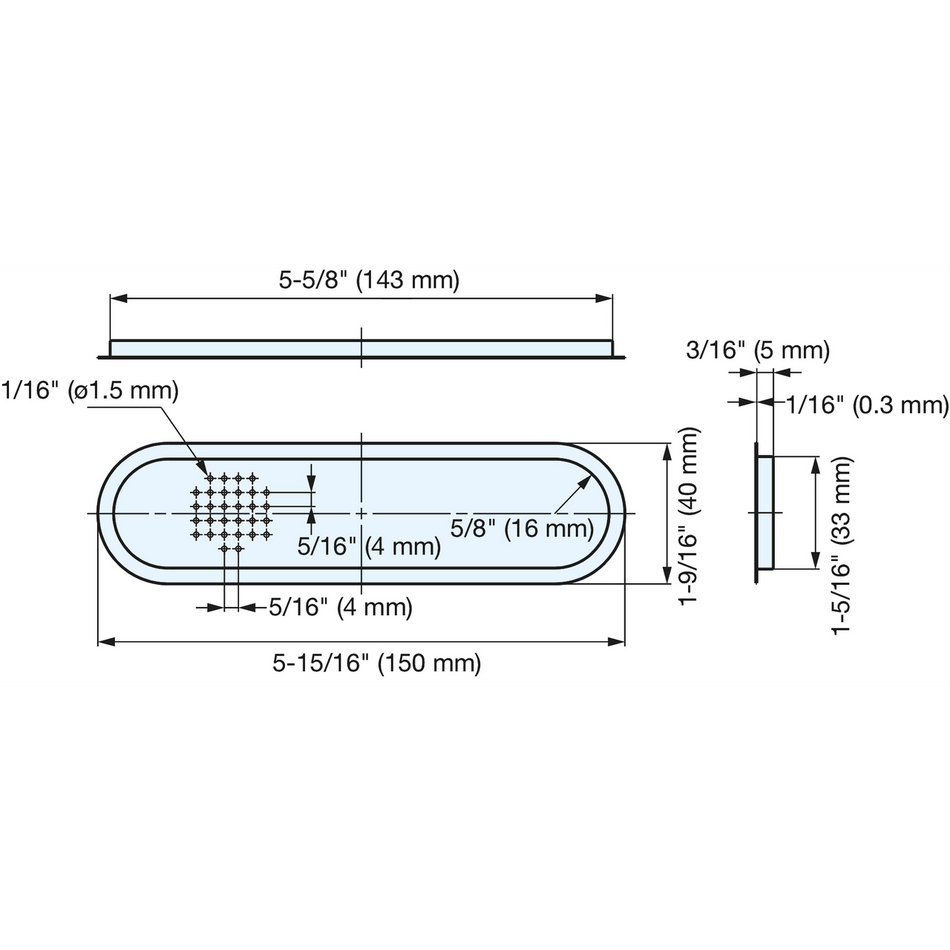 Sugatsune ASD-150: 150mm Oval Ventilator - Satin Stainless Steel