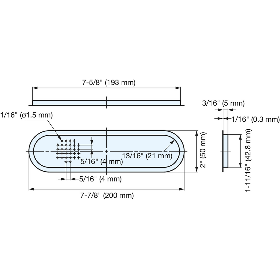 Sugatsune ASD-200: 200mm Oval Ventilator - Satin Stainless Steel