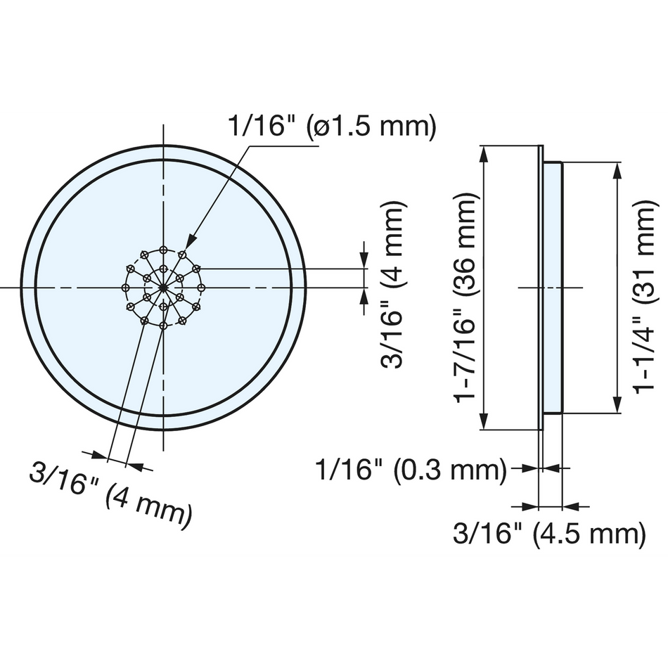 Sugatsune ASM-37: 36mm Round Ventilator - Satin Stainless Steel