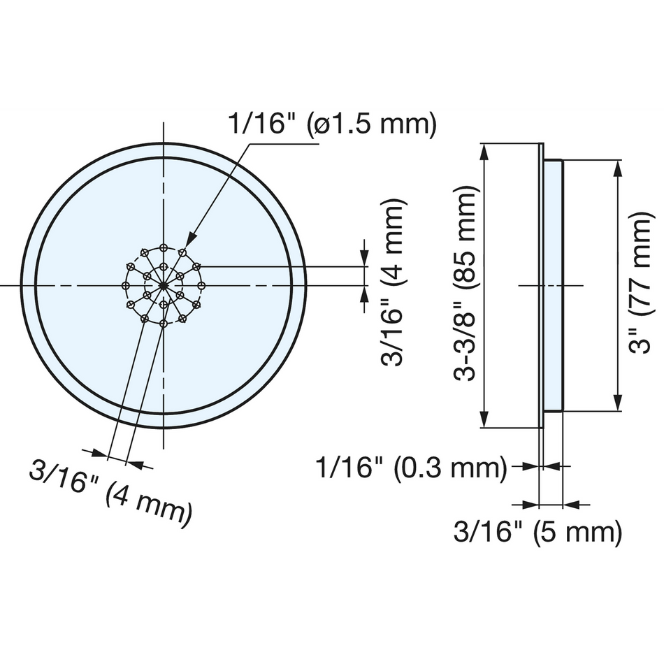 Sugatsune ASM-85: 85mm Round Ventilator - Satin Stainless Steel