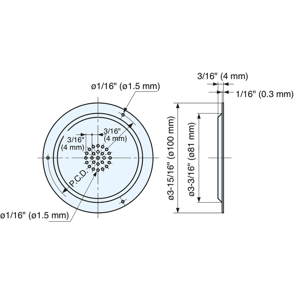 Sugatsune AST-100: 100mm Round Ventilator - Satin Stainless Steel