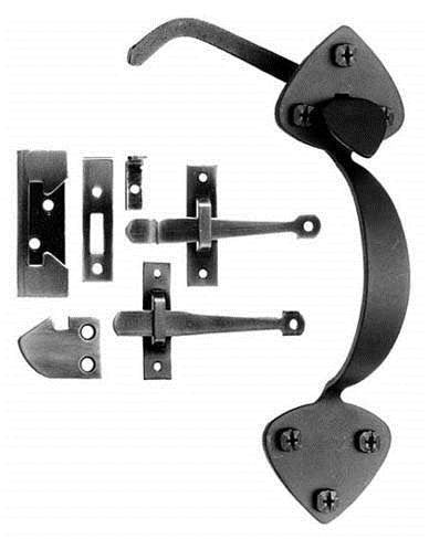 Acorn AT7BR: 7-3/4" Combination Heart Rim Latch Lockset - Black Smooth Iron
