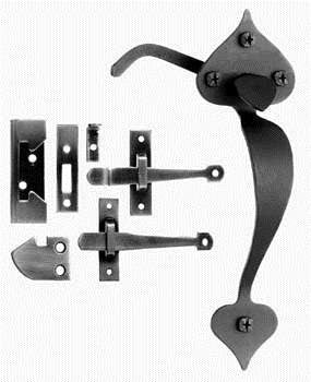 Acorn AT8BR: 8-1/2" Combination Heart Rim Latch Lockset - Black Smooth Iron