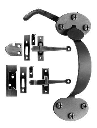 Acorn AT9BR: 6-3/4" Combination Bean Rim Latch Lockset - Black Smooth Iron