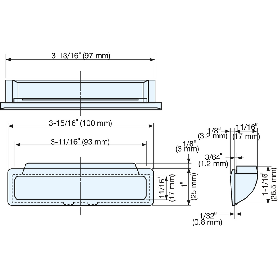 Sugatsune ATS-100-B: 97mm Rectangular Recessed Pull - Black