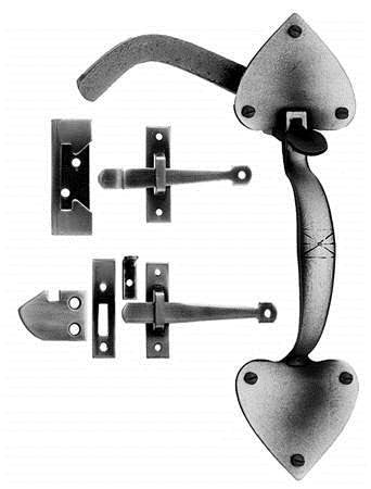 Acorn ATUBI: 12" Combination Heart Rim Latch Lockset - Black Smooth Iron