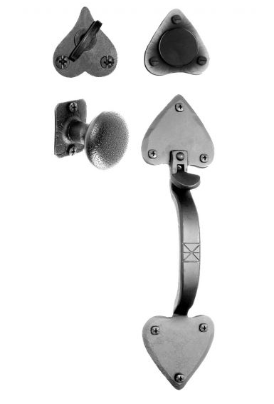 Acorn ATWBD: 12" Heart Handle/Knob Dummy Set - Black  Smooth Iron