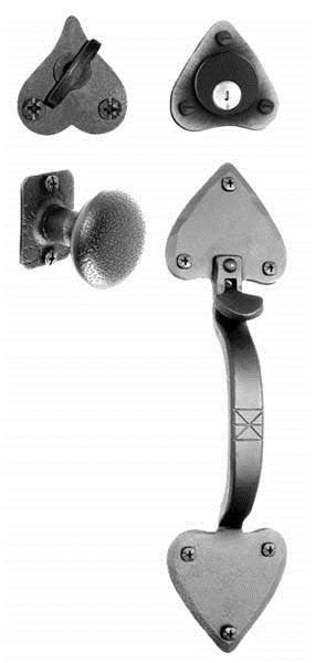 Acorn ATWBI: 12" Heart Handle/Knob Entrance Lockset - Black Smooth Iron