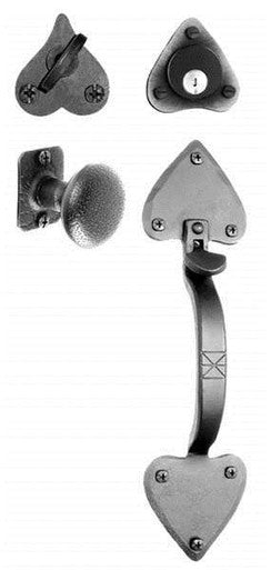 Acorn ATWBI: 12" Heart Handle/Knob Entrance Lockset - Black Smooth Iron