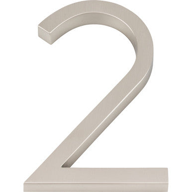 Atlas AVN2-L-BRN: 6" Modern Avalon House Number Two - Brushed Nickel