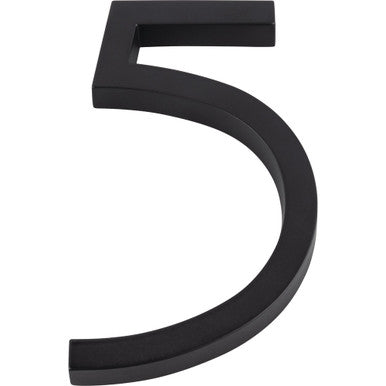 Atlas AVN5-L-BL: 6" Modern Avalon House Number Five - Matte Black