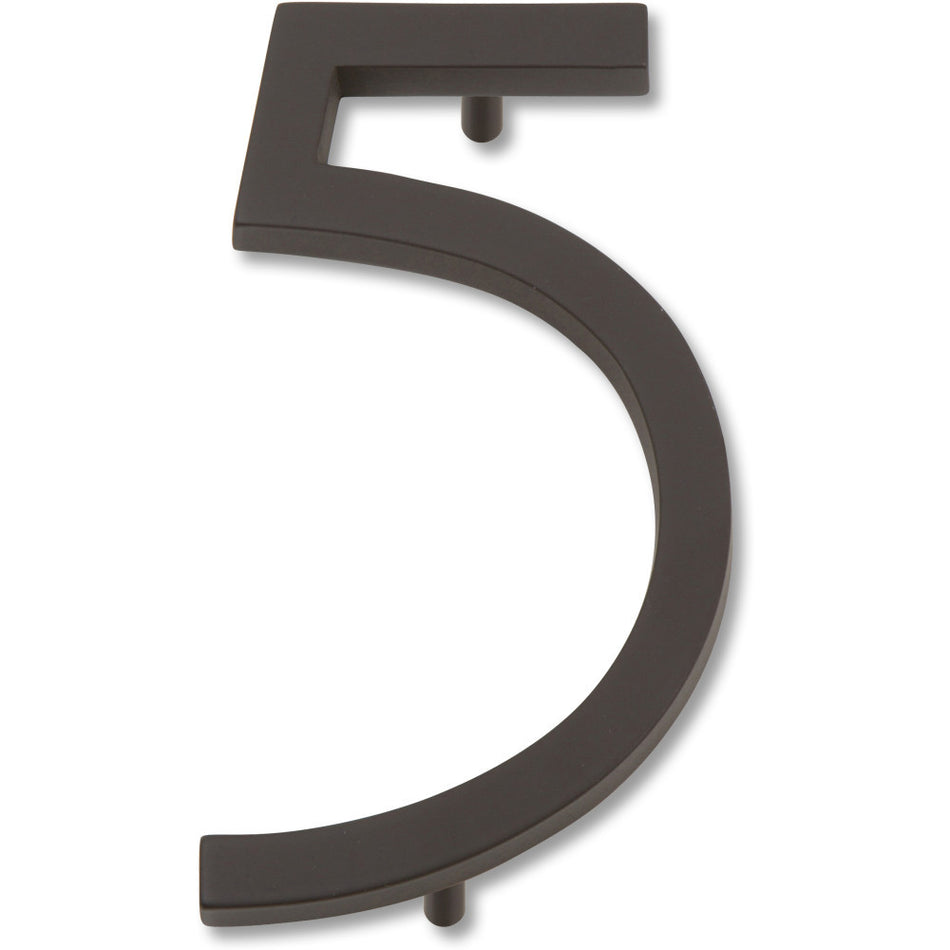 Atlas AVN5-O: 4-1/2" Modern Avalon House Number Five - Aged Bronze