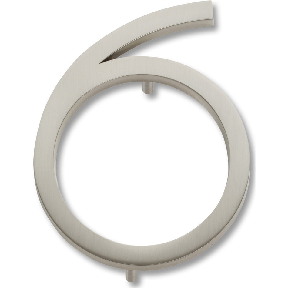 Atlas AVN6-BRN: 4-1/2" Modern Avalon House Number Six - Brushed Nickel