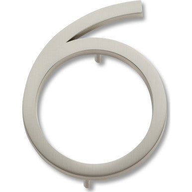 Atlas AVN6-BRN: 4-1/2" Modern Avalon House Number Six - Brushed Nickel