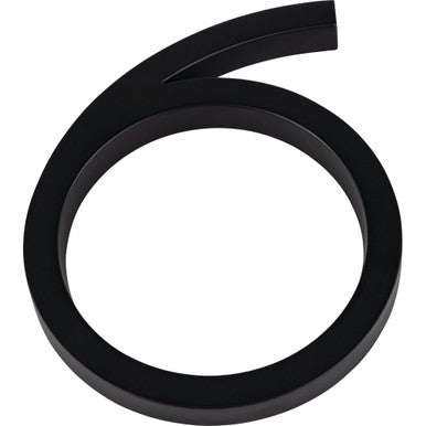 Atlas AVN6-L-BL: 6" Modern Avalon House Number Six - Matte Black