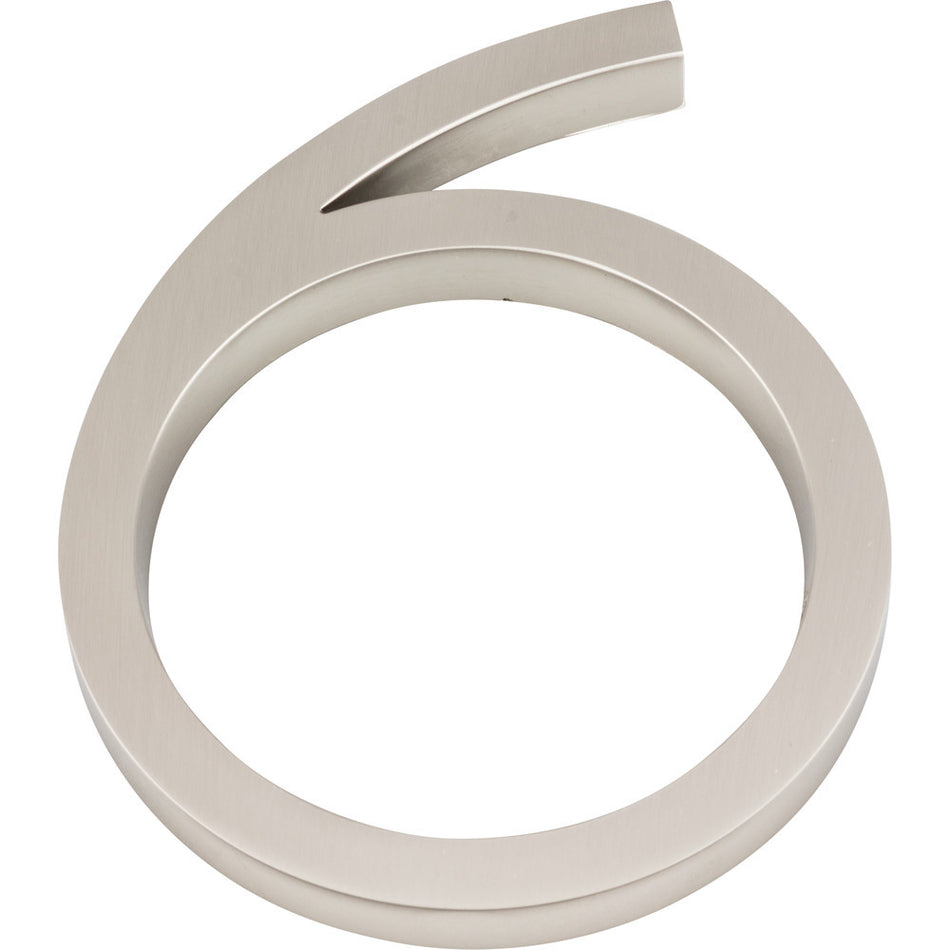Atlas AVN6-L-BRN: 6" Modern Avalon House Number Six - Brushed Nickel