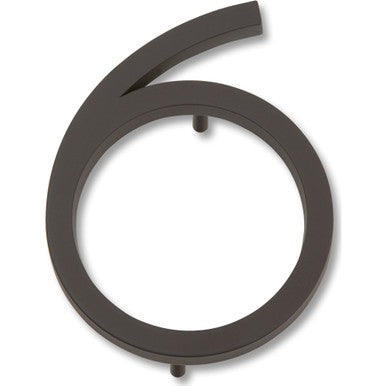 Atlas AVN6-O: 4-1/2" Modern Avalon House Number Six - Aged Bronze