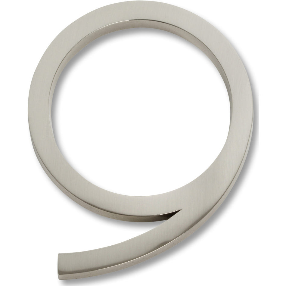 Atlas AVN9-BRN: 4-1/2" Modern Avalon House Number Nine - Brushed Nickel