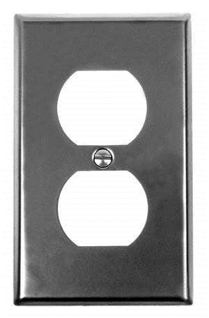 Acorn AW5BP: 4-1/2" Single Duplex Wall Plate - Black Smooth Iron
