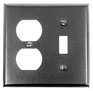 Acorn AW6BP: 4-1/2" Single Toggle/ Single Duplex Receptacle Wall Plate - Smooth Iron