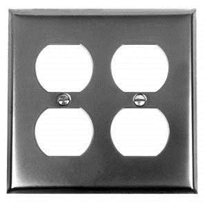 Acorn AW8BP: 4-1/2" Double Duplex Wall Plate - Black Smooth Iron