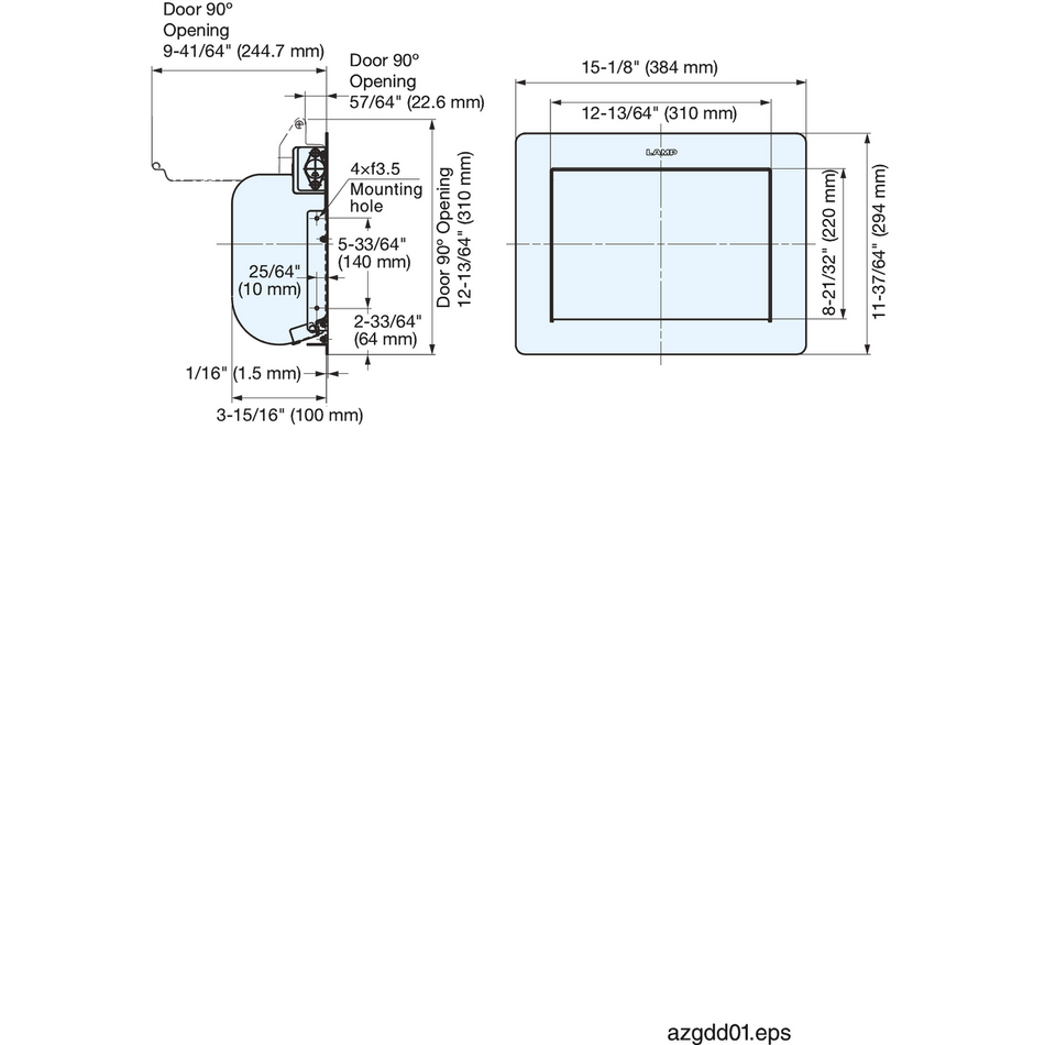Sugatsune AZ-GD310-BL: 310mm Multi-Purpose Lid w/Damper - Black