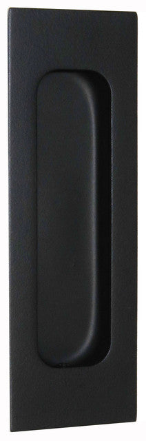 Acorn AP4PB: 4-3/4" Flush Pocket Door Pull - Black Smooth Iron