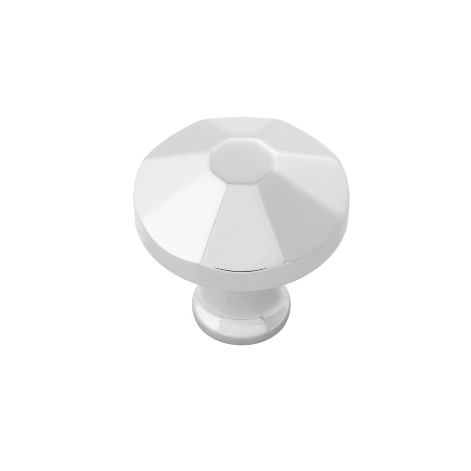 Belwith B053134-14: 1-3/8" Facette Cabinet Knob - Polished Nickel