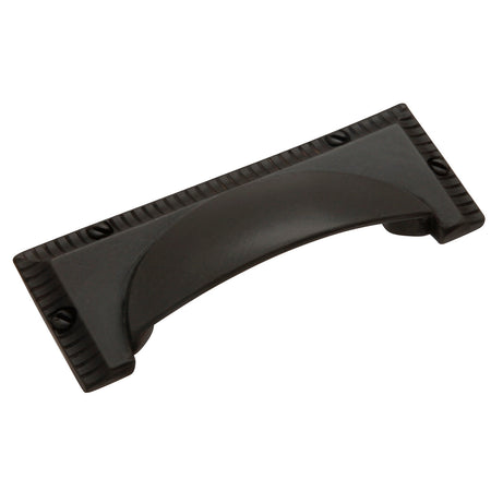Belwith B056554-BI: 3" cc Vintage 1900 Cup Cabinet Pull - Black Iron