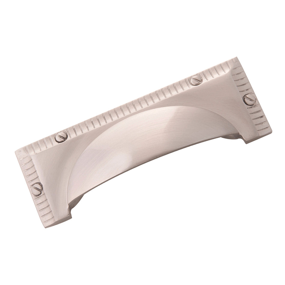 Belwith B056554-SN: 3" cc Vintage 1900 Cup Cabinet Pull - Satin Nickel